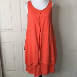 neon buddha Womens Tiered Orange Sleeveless Shift Dress Size Small